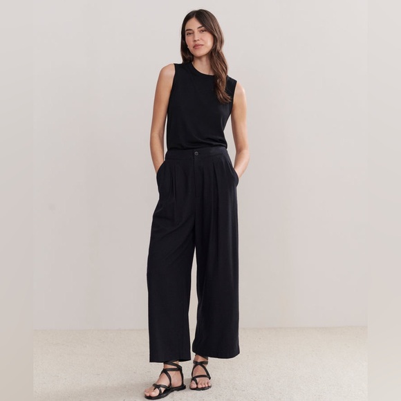Jenni Kayne Relaxed Black Silk Trouser Blend sz2